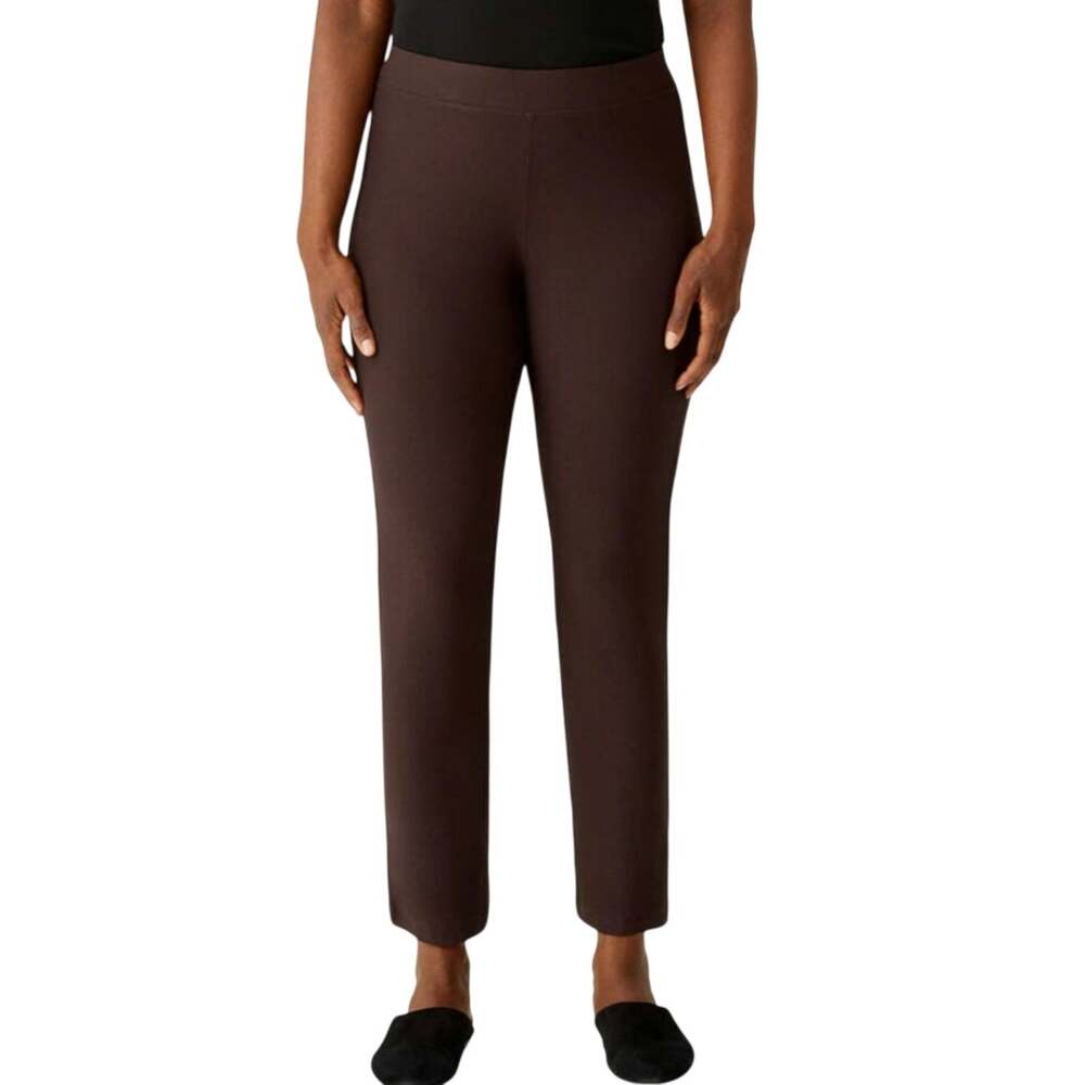 NWT Eileen Fisher Washable Stretch Crepe Slim Ankle Pant in Clove Minimalist